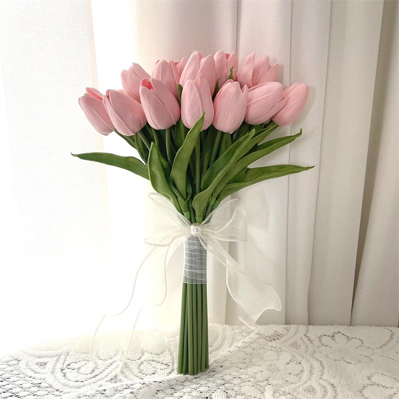 新款韩式仿真郁金香手捧花 森系婚礼新娘手捧花 情侣领证跟拍花束