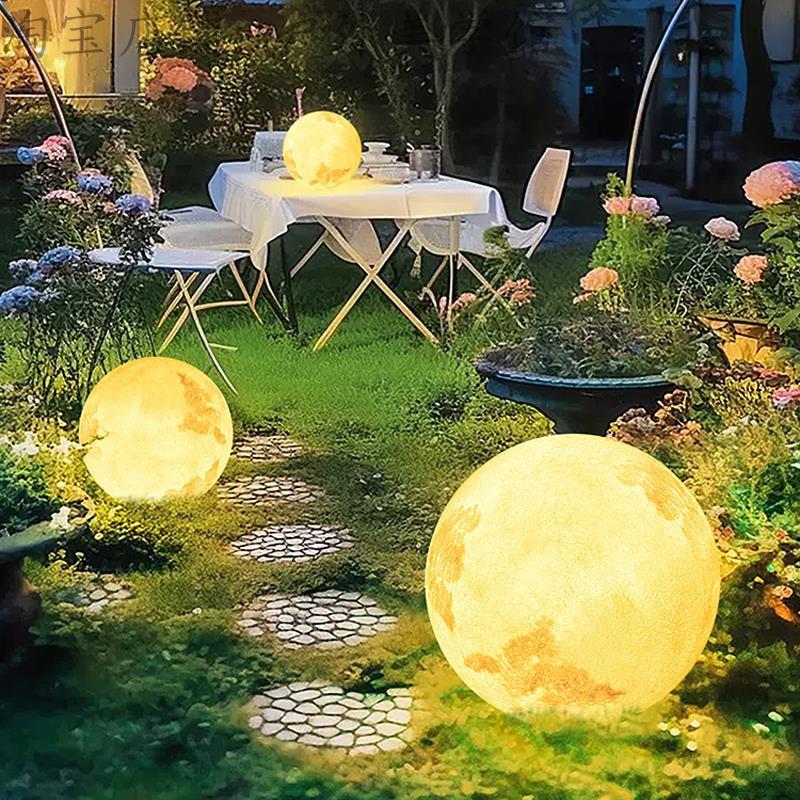网红发光月球灯户外太阳能庭院景观灯民宿造景防水花园氛围草坪灯