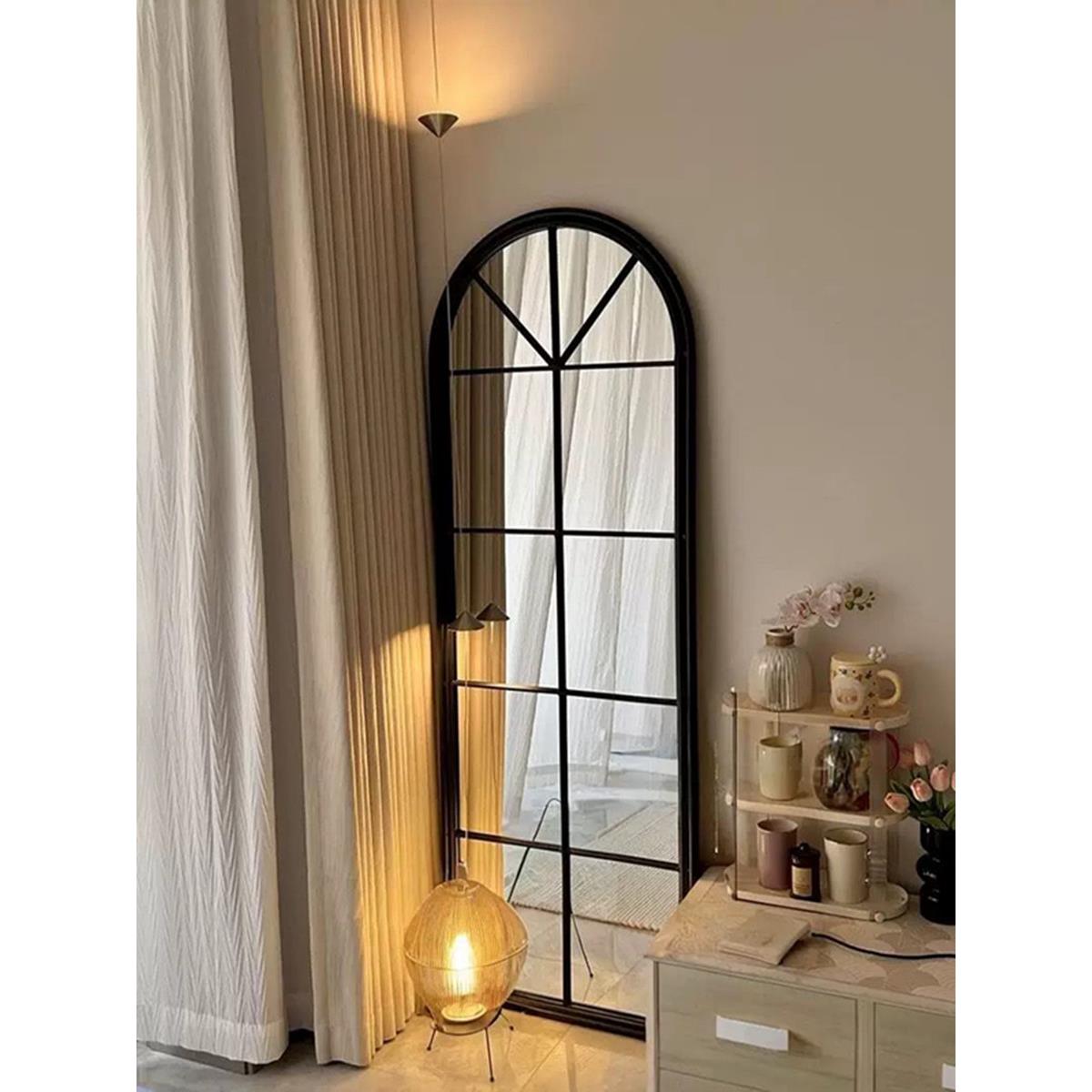 法式复古网红全身镜ins风壁挂穿衣镜家用客厅拱门落地镜试衣镜子