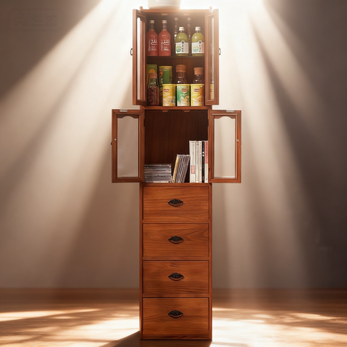 实木夹缝柜收纳柜客厅抽屉式窄柜