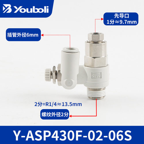 SMC型先导调速阀接头ASP330F/430F/530F/630F系列气动节流控制阀