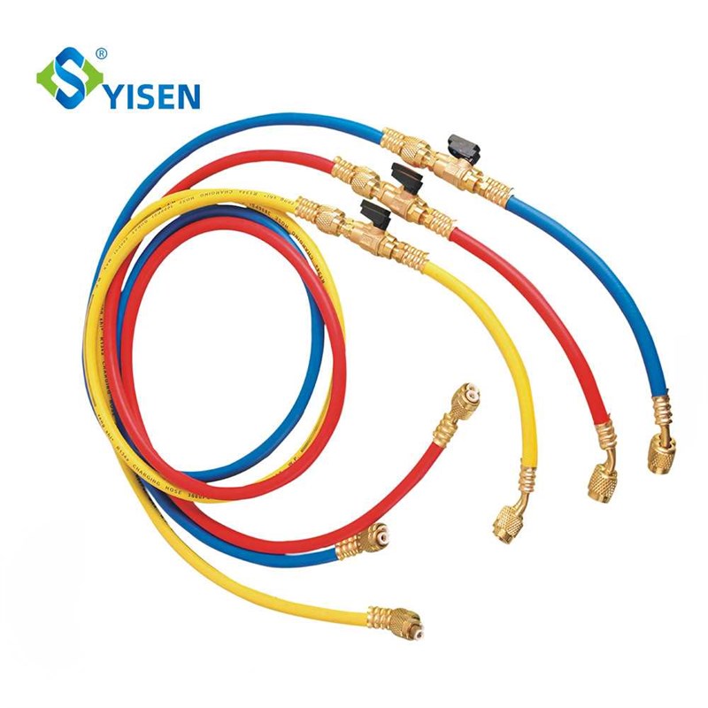 带球阀 加氟软管 R12/22/134a/410a加液冷媒胶管 接头空调加氟管