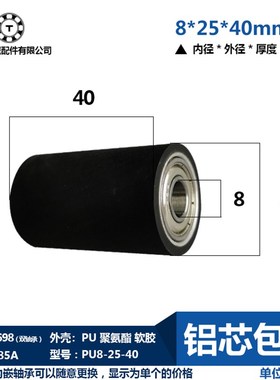 包胶轴承滑轮聚氨酯轴承PU胶轮滚轮导轮静音RORUAP双轴承铝芯包胶