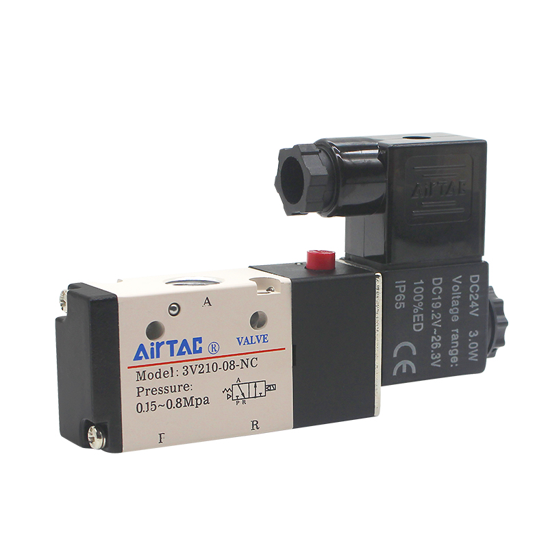 亚德客电磁阀3V210-08 3V110-06 AC220V DC24V换向阀控制气阀