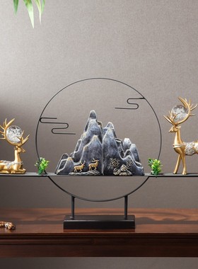 速发客厅玄关假山摆件酒店样品新中式装饰厅大板房办公室创意摆设