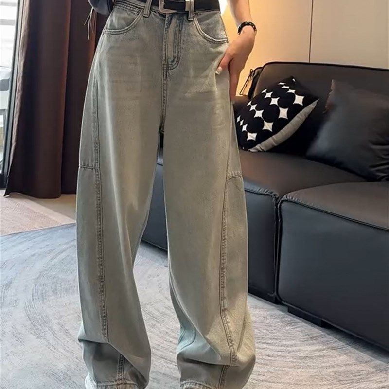 速发梨型身材裤大子码高腰新款胖筒牛仔裤直妹妹宽松阔腿裤,女装/女士精品,大码裤装,淘宝优惠券,粉丝福利购,淘宝优惠卷
