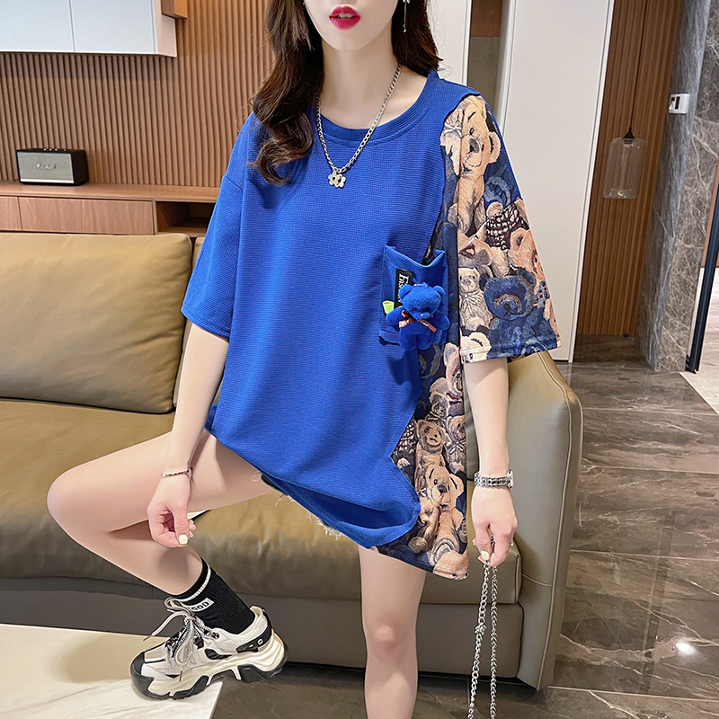 速发大码装立体t恤夏装20宽衣年新款2松韩版设计感上4潮