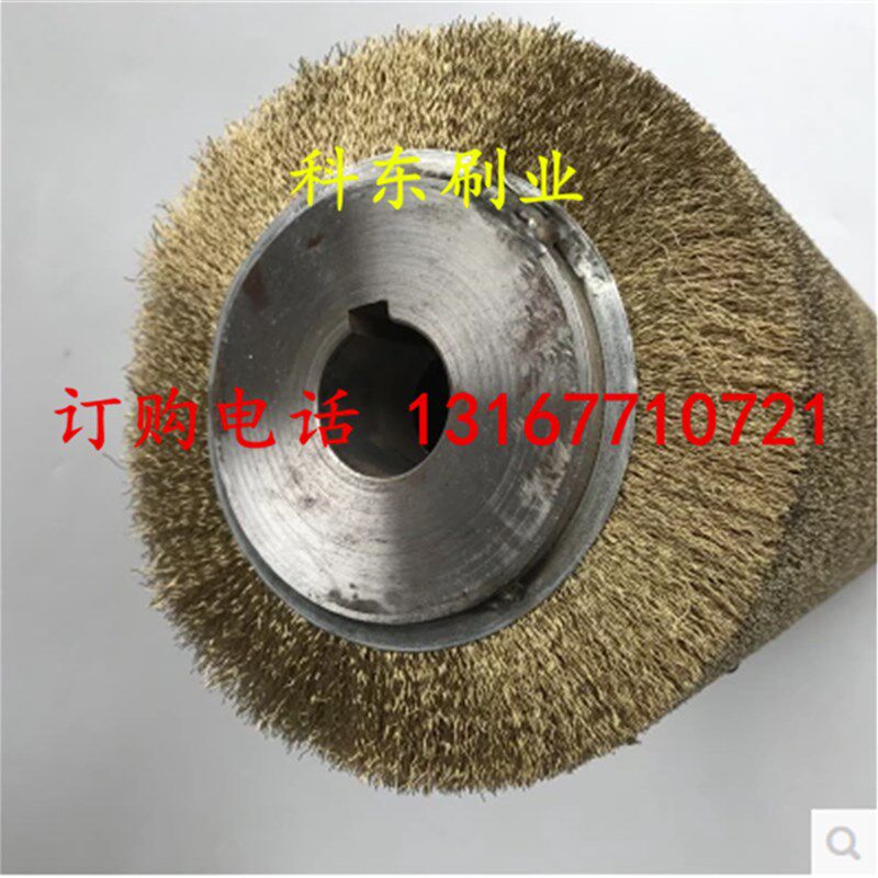 工业镀铜钢丝刷辊铜丝不锈钢丝滚筒抛光打磨除锈缠绕式钢丝毛刷辊