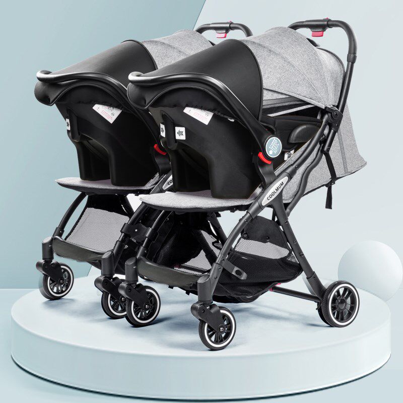 婴儿手推车双胞胎轻便折叠坐躺龙凤胎可拆分双人宝宝儿童伞车提篮