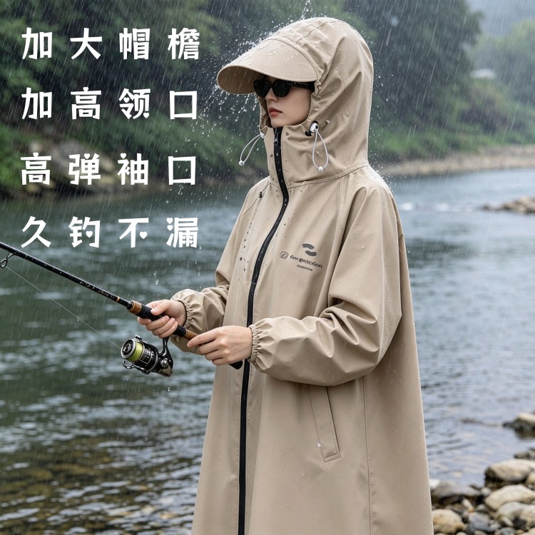 钓鱼连体雨衣防暴雨遮脚加厚