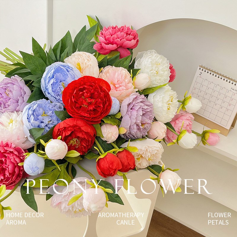 速发6插cm长枝双头花丹牡花束假花摆设装饰花卉客厅5花花艺摆件花