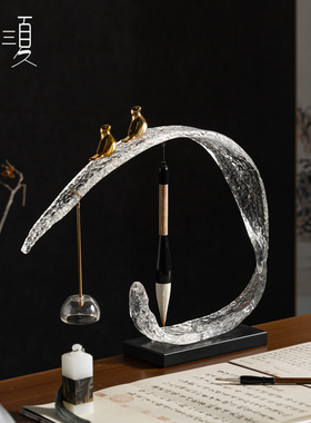 速发意中式新档透明创高笔架摆件书房样板间展示柜禅意工艺品软装