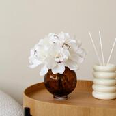栀美家 饰花餐桌花摆花 客厅边几装 蕙兰仿真花摆件 兰花假花花束