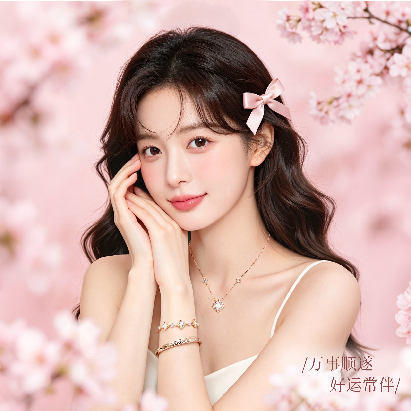 普陀山文创幸运四叶草手链女