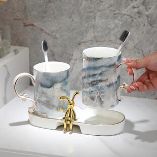 浴室用品酒店高颜值漱口杯牙刷杯子家用 五星级高档级陶瓷洗漱套装