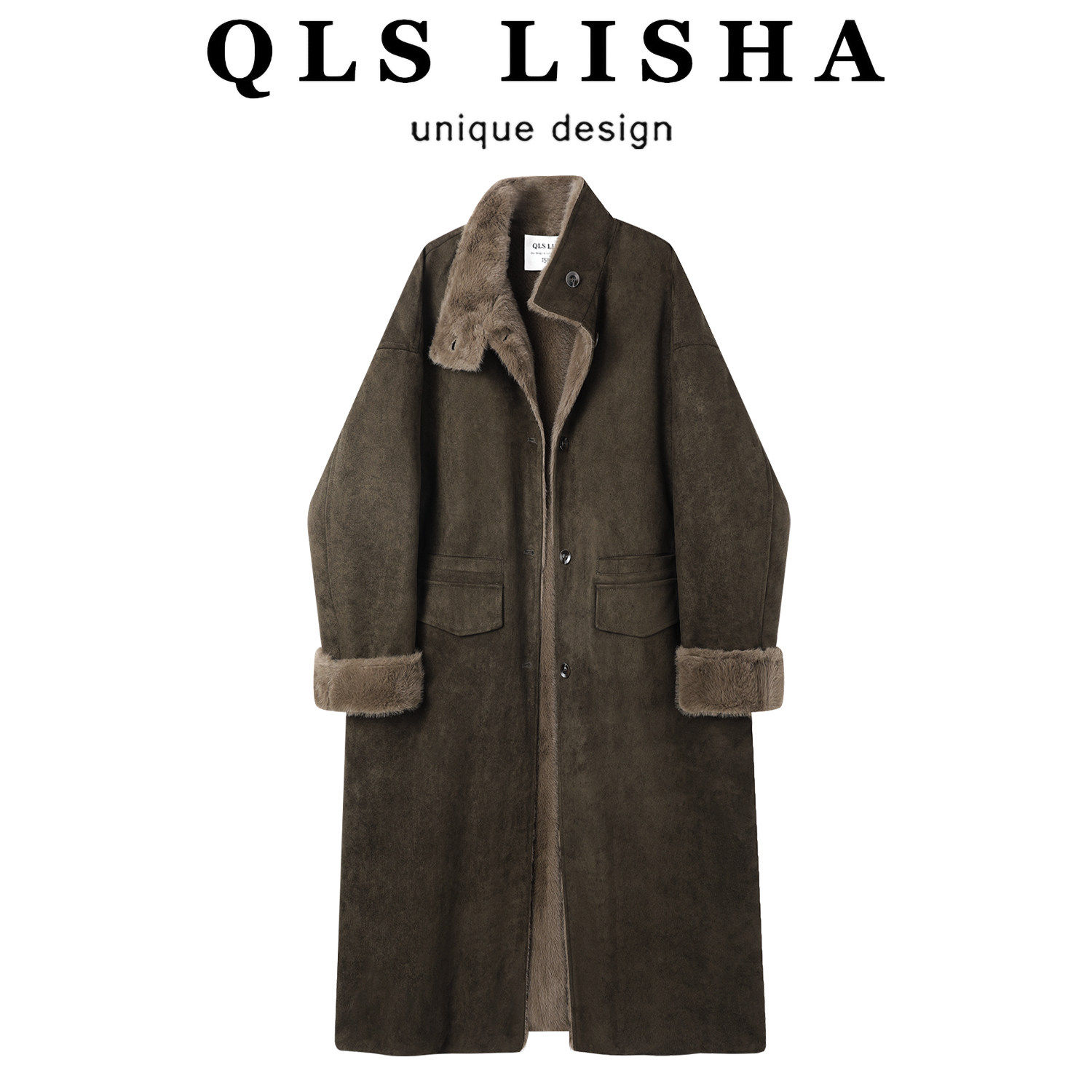 巧丽莎超好看两面穿羊羔毛复古外套女冬中长款加厚麂皮绒毛毛大衣