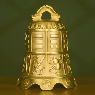黄铜八仙钟挂件13厘米八宝铜铃铛挂件八卦钟13公分八仙铜钟