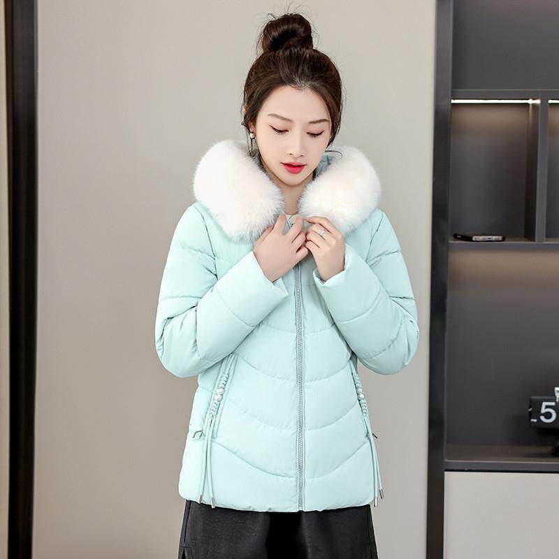 2025大毛领短款棉服女洋气棉袄修身羽绒棉衣气质加厚收腰冬装外套