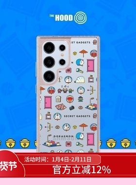 THE HOODx哆啦A梦联名 哆啦A梦图案 适用于三星Galaxy S25/24/23 Ultra/Plus 气垫防摔手机壳镜面保护壳
