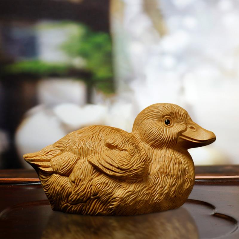 黄杨木雕木质工艺品家居桃花鸳鸯鸭子摆件文玩手把件把玩