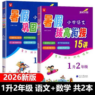小学语文数学奥数暑假拔高衔接15讲一年级升二年级小学生暑假作业1年级升1年级语文数学同步练习册测试题训练暑期班培训提高教材书