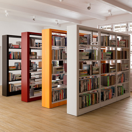 学校图书馆书架阅览室书籍室铁皮家用落地定制资料档案架钢制书架