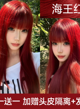 海王红染发膏剂树莓红色2025新款流行天然植物纯自己在家染正品女