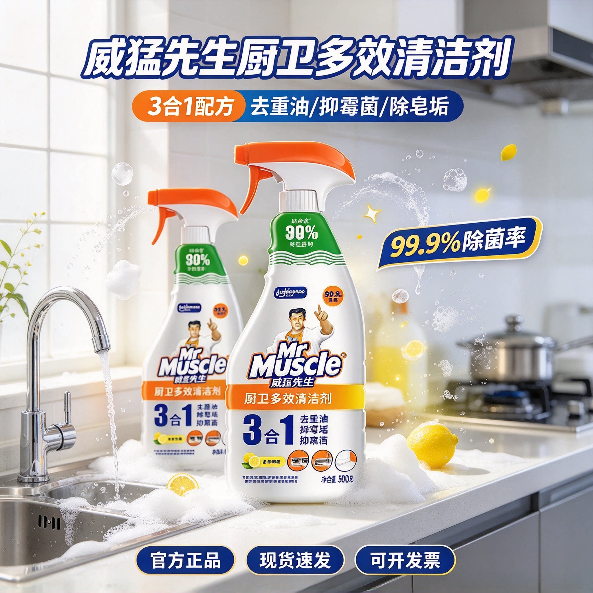 威猛先生三合一厨卫去油污清洁剂