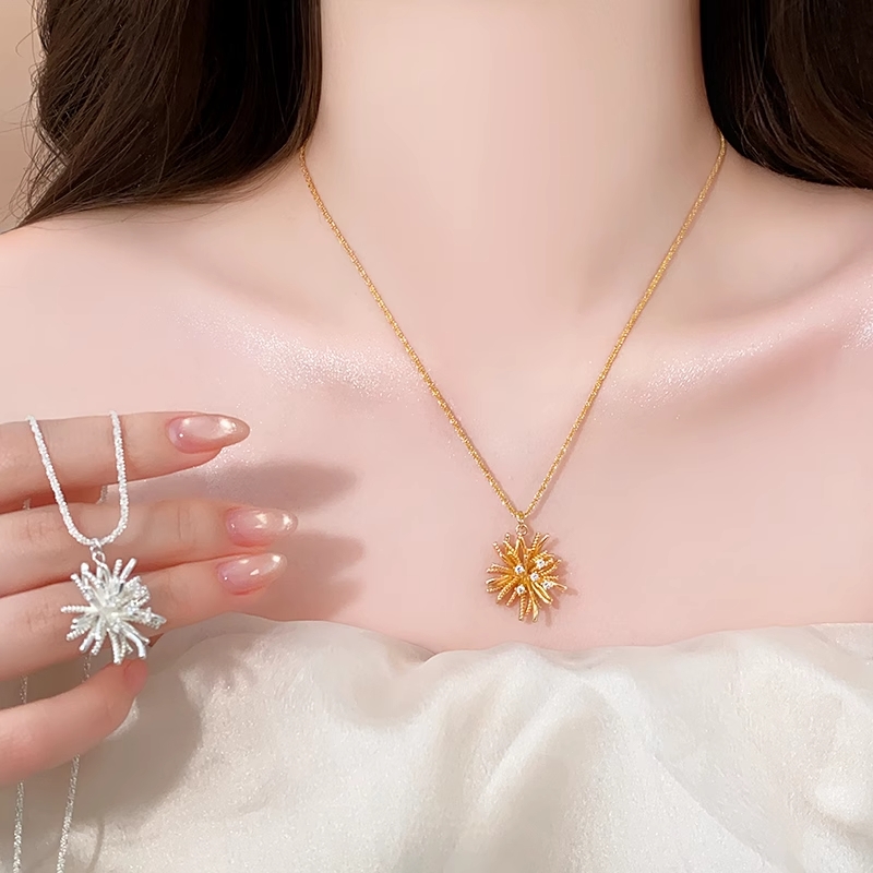 微镶烟花吊坠项链时尚百搭锁骨链