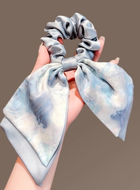 渐变艺术感油画蝴蝶结飘带发圈女低马尾皮筋发绳高级感大肠圈头饰