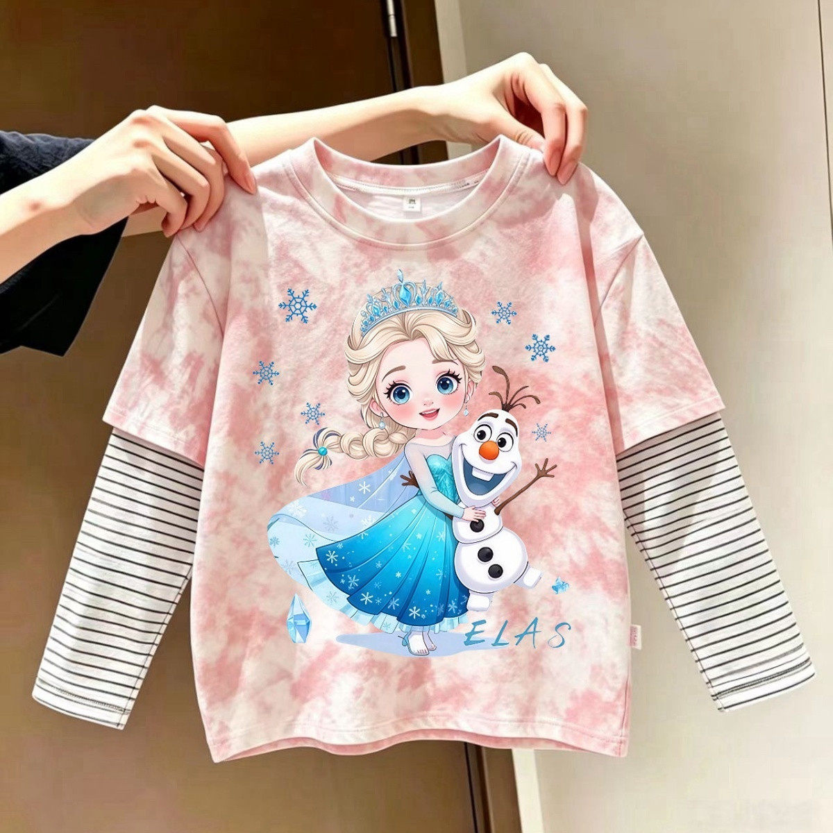 冰雪奇缘艾莎公主扎染纯棉长袖T