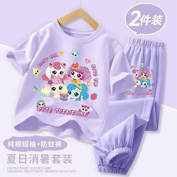 奇妙萌可女童卡通纯棉短袖休闲裤