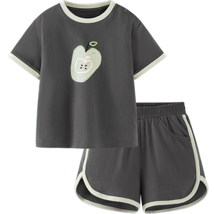迷你巴拉巴拉男童女童短袖套装2026春夏装宝宝纯棉印花运动两件套