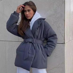 Waist and Cotton Jacket Women棉服外套女棉衣 2024 for Collar