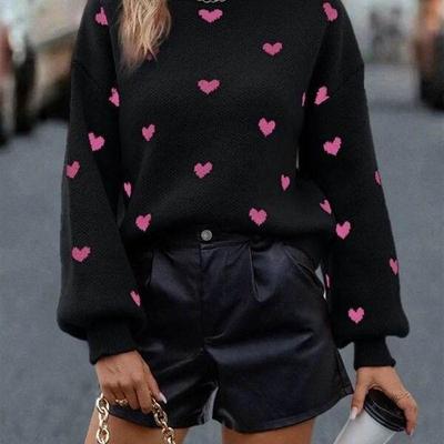 2023 Autumn/Winter Womens Pullover Sweater短套头毛衣女爱心