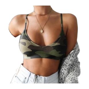 欧美风格 内搭迷彩无钢圈吊带背心运动百搭露背抹胸camisole