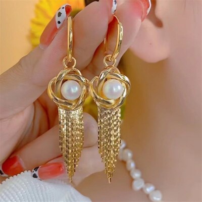 极速馥舒饰品铜合金仿珍珠耳饰 唯美新中K式配饰时尚气质轻奢耳环