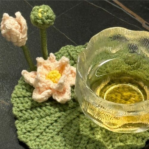 新品小师妹手作好运莲莲荷叶杯垫编织Ediy材料包毛线钩针礼物送同