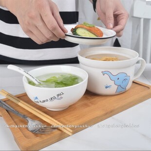 极速陶瓷碗d带盖上班族便当餐盒双层饭盒陶瓷快餐杯带盖学生微波