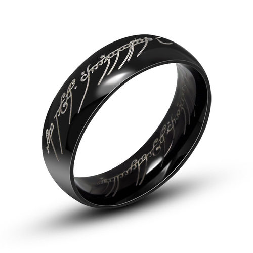 新品Black personality ring Sanskrit ring couple riVng titani