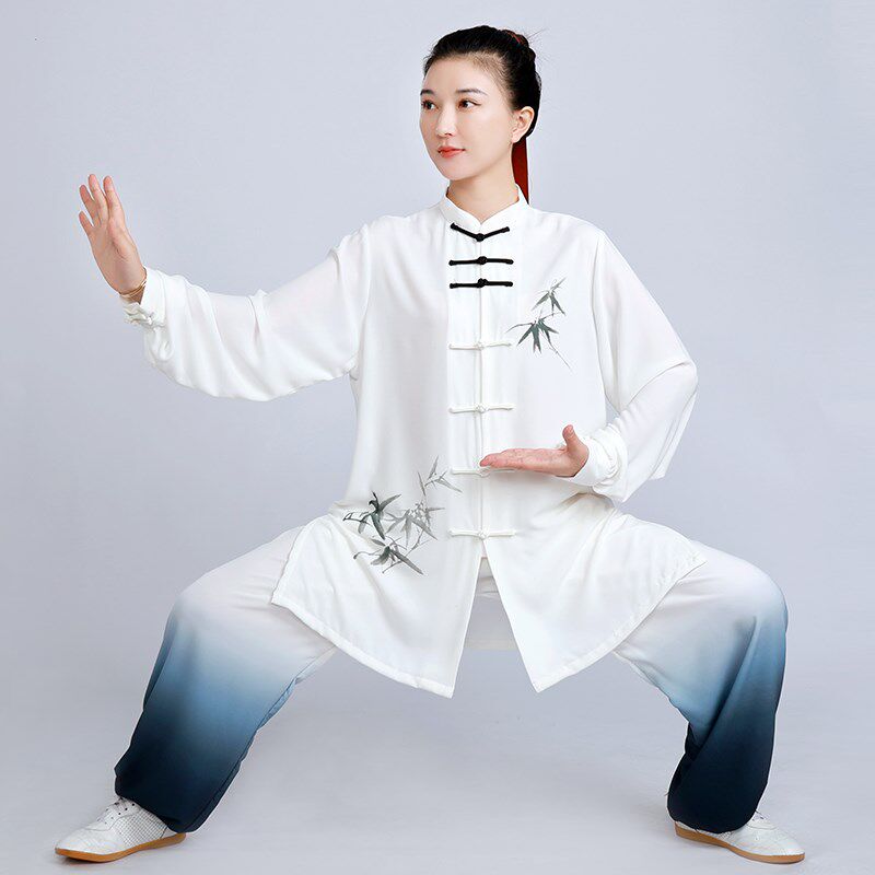 新品太极服女新款高端表演比w赛太极拳练功服男春秋服装渐变色长