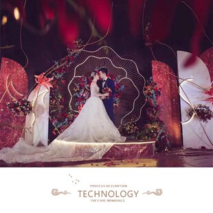 新品创意婚礼现场铁艺摆件户外花朵背景千丝万缕屏风婚.庆布置装