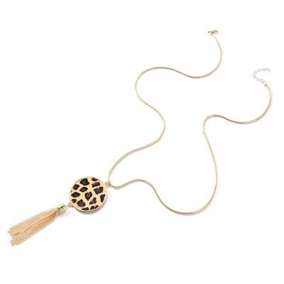 极速Ornaments leather leopard print pendKant long tassel nec