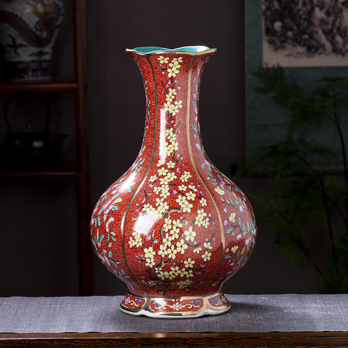 新品陶瓷花瓶桌面花瓶 干花插花花瓶F开业装饰品大号瓷器摆件 手