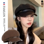 秋冬复古美拉德八角帽子女百搭显脸小贝雷帽短檐高级感英伦画家帽