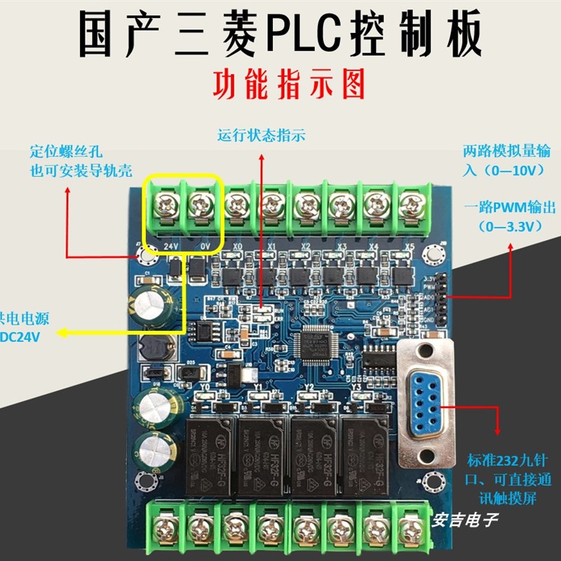 国产PLC工控板 STM32 PLC FX2N-10MR FX1NQ 可编程控制器延时模块