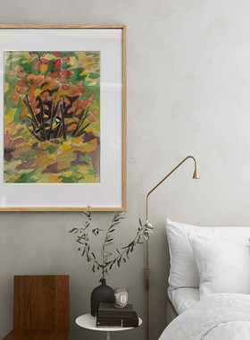 金色遐想 法式卧室装饰画床头挂画复古黄色田园风景Y客厅双联壁画