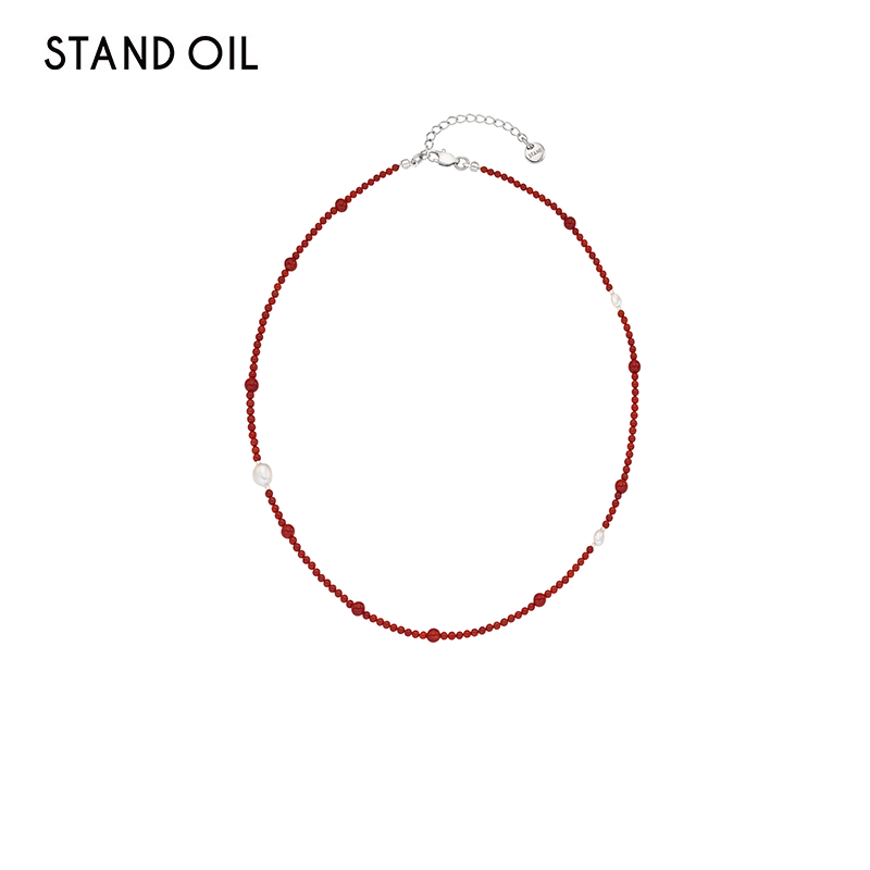 3/21 10:00开售!韩国Standoil25SS新加玛诺珍珠项链红色搭配单品