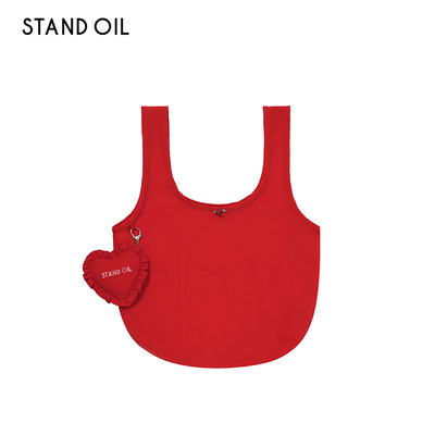 韩国standoil可收纳折叠心形购物袋钥匙链零钱包新款两用包包红色