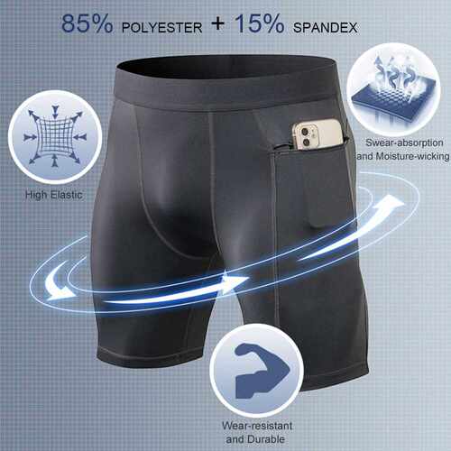 极速3Pack Men Bodybuilding Shorts Fitness Workout Insea.m Gy